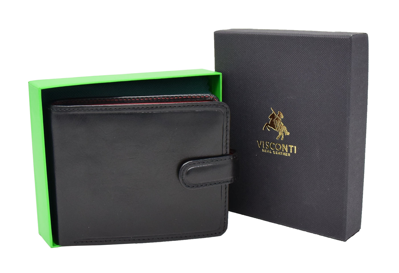 Mens Premium Leather Two Tone Wallet Hobart Black ( Min Order From 20/Pcs }