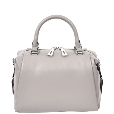 Women's Leather Small Barrel Shape Handbag Luna Gray ( Min Order From 10/Pcs )