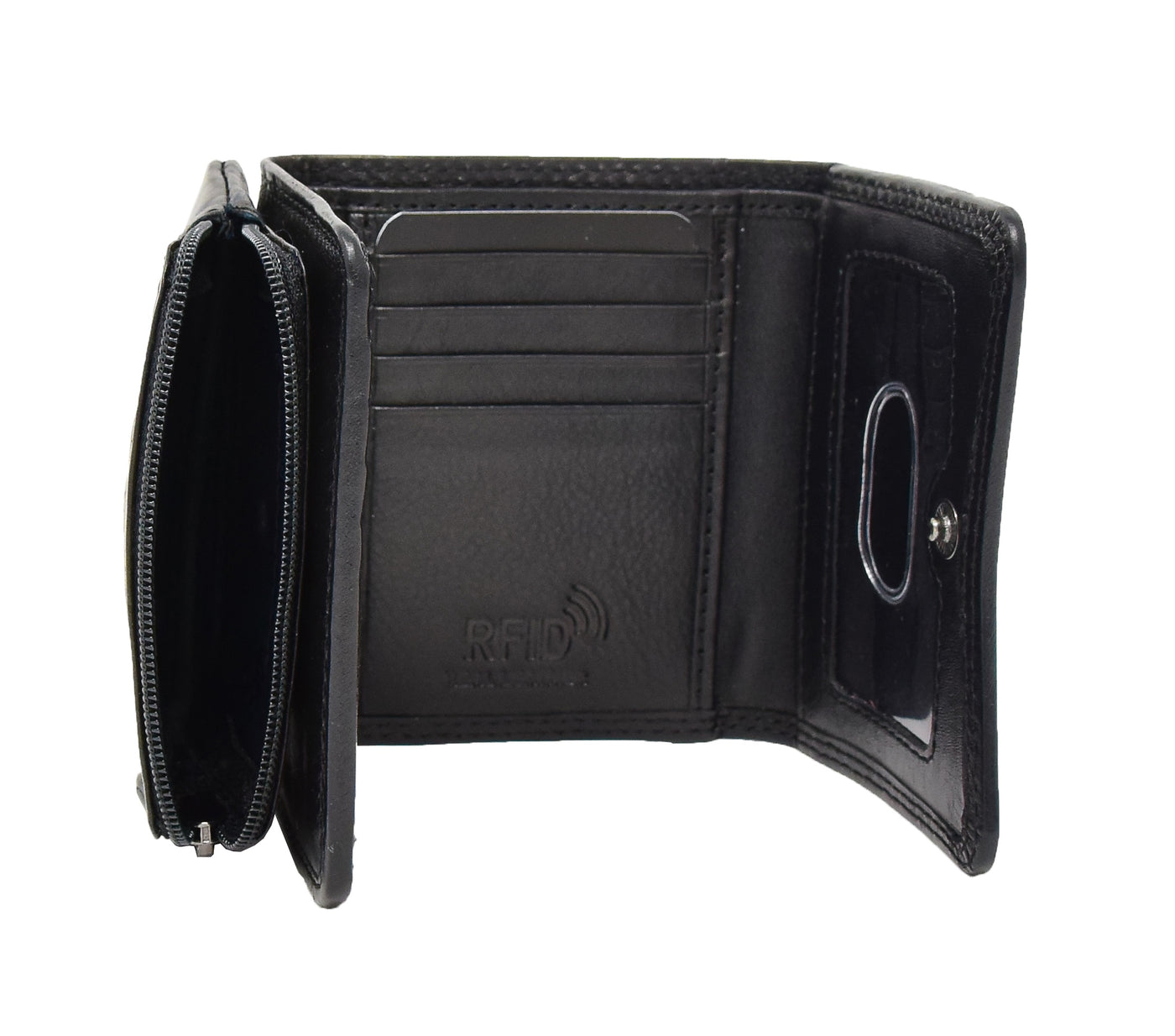 Womens Small Trifold Leather Purse Carmel Black (Min Order From 20Pcs)