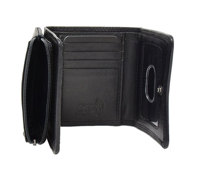Womens Small Trifold Leather Purse Carmel Black (Min Order From 20Pcs)