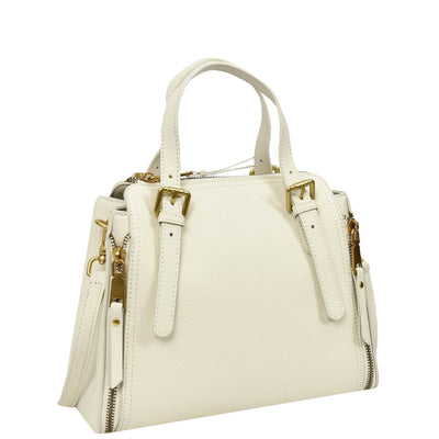 Womens Real Leather Handbag Small Size Top-Handle Style Juniper White (Min Order From 10Pcs)