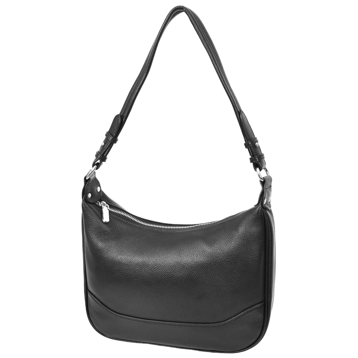 Women's Leather Hobo Style Shoulder Bag Daphne Black ( Min Order From 10/Pcs )