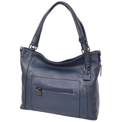 Women's Leather Tote Shoulder Handbag Evelyn Blue  ( Min Order From 10/Pcs )