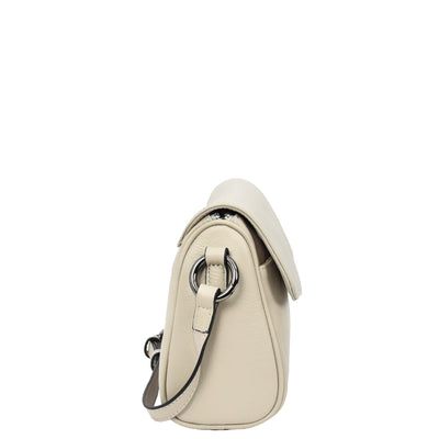 Womens Real Leather Cross Body Bag Small Organiser Classic Style Colette Beige (Min Order From 10Pcs)