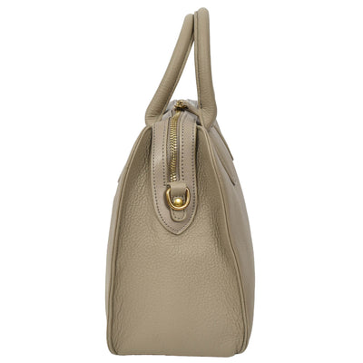 Women's Real Leather Handbag Classic Organiser Top-Handle Style Meadow Grey (Min Order From 10Pcs)