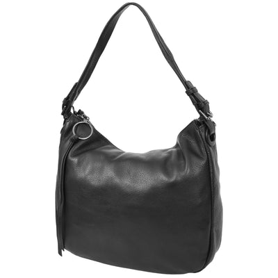 Women's Real Leather Hobo Style Handbag Diana Black ( Min Order From 10/Pcs )