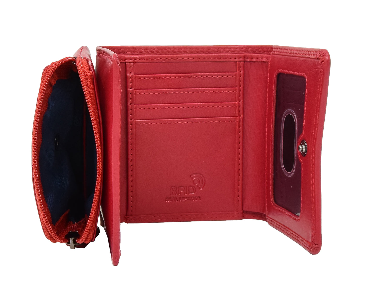 Womens Small Trifold Leather Purse Carmel RED (Min Order From 20Pcs)