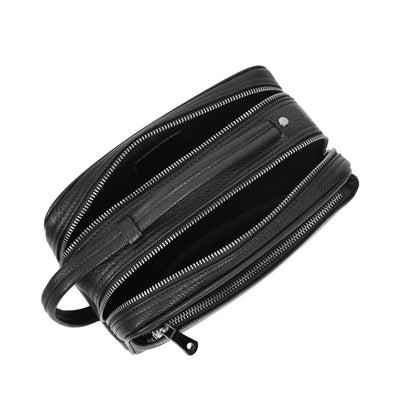 Real Leather Toiletry Wash Bag Alexander Black ( Min Order From 10/Pcs )