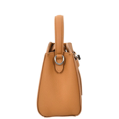 Women's Leather Top Handle Small Bag Lydia Tan ( Min Order From 10/Pcs )