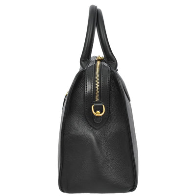 Women's Real Leather Handbag Classic Organiser Top-Handle Style Meadow Black (Min Order From 10Pcs)