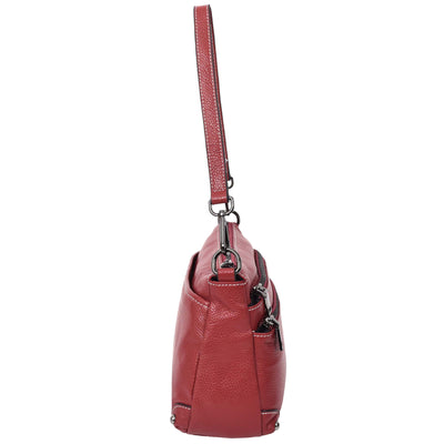 Women's Leather 2-in-1 Cross Body Shoulder Bag Olivia Red  ( Min Order From 10/Pcs )