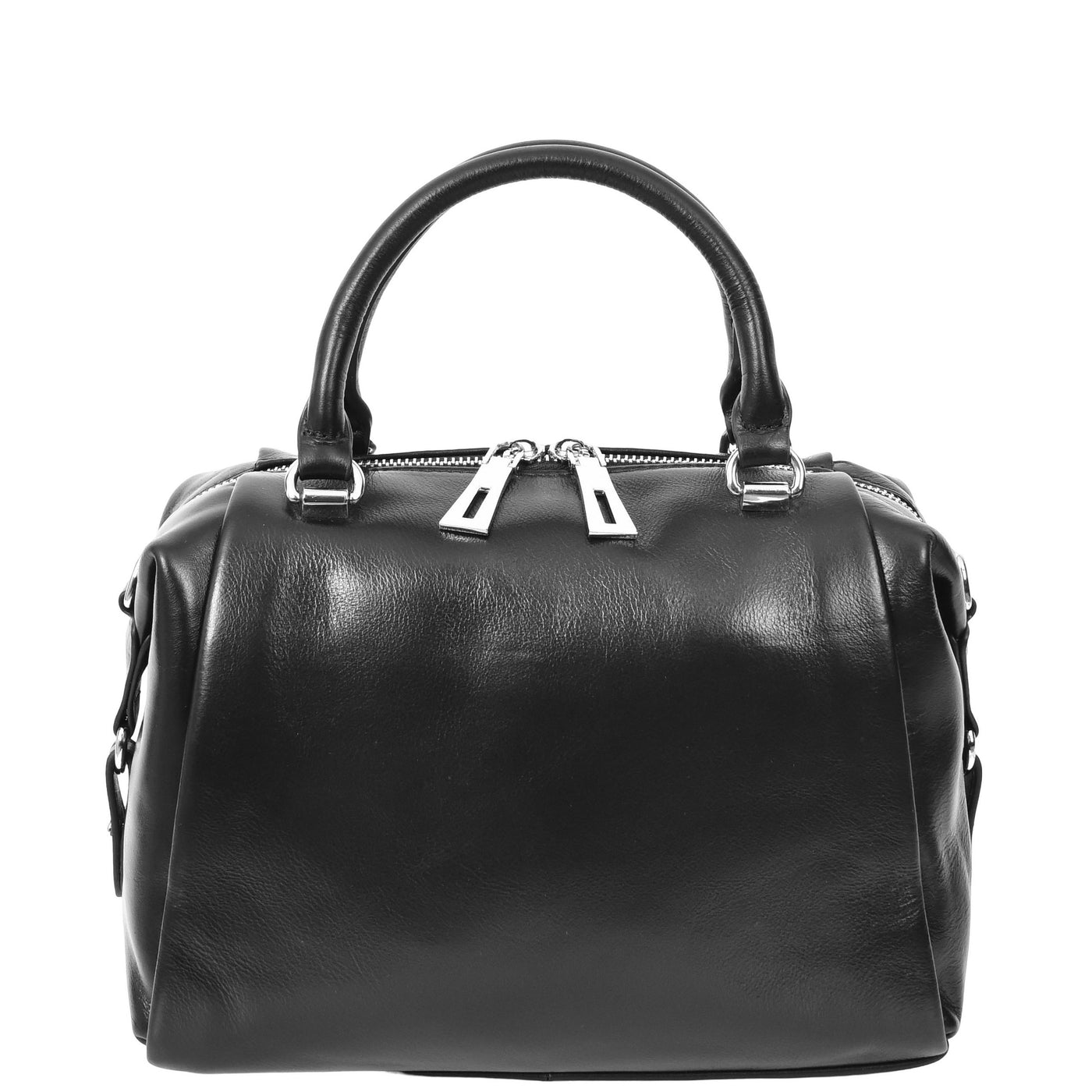 Women's Leather Small Barrel Shape Handbag Luna Black ( Min Order From 10/Pcs )