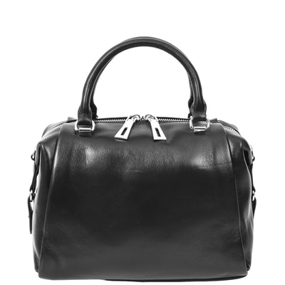 Women's Leather Small Barrel Shape Handbag Luna Black ( Min Order From 10/Pcs )