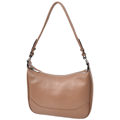 Women's Leather Hobo Style Shoulder Bag Daphne Brown ( Min Order From 10/Pcs )