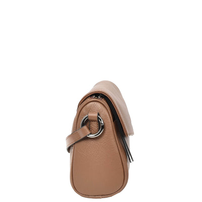 Womens Real Leather Cross Body Bag Small Organiser Classic Style Colette Brown (Min Order From 10Pcs)