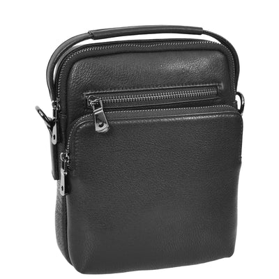 Mens Leather Small Cross Body Bag Lincoln Black ( Min Order From 10/Pce )