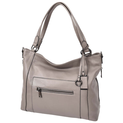 Women's Leather Tote Shoulder Handbag Evelyn Grey ( Min Order From 10/Pcs )