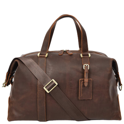 Leather Holdall Weekend Bag Aspen Brown ( Min Order From 10/Pcs )
