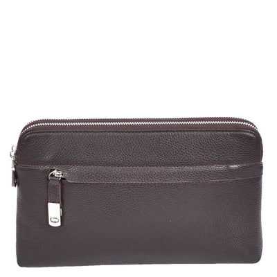 Real Leather Pouch Wrist Bag Stirling Brown ( Min Order From 10/Pcs