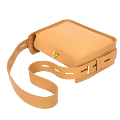 Women's Real Leather Classic Shoulder Bag Penelope Tan ( Min Order From 10/Pcs )