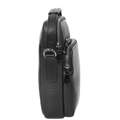Mens Leather Small Cross Body Bag Lincoln Black ( Min Order From 10/Pce )