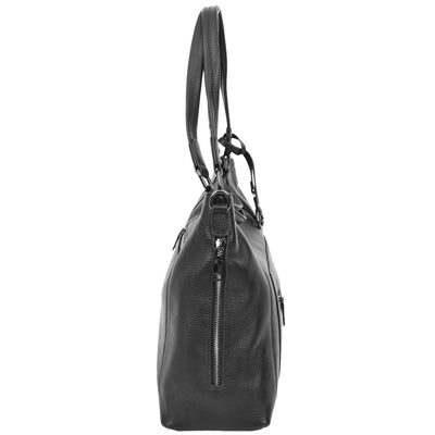 Women's Leather Tote Shoulder Handbag Evelyn Black ( Min Order From 10/Pcs )