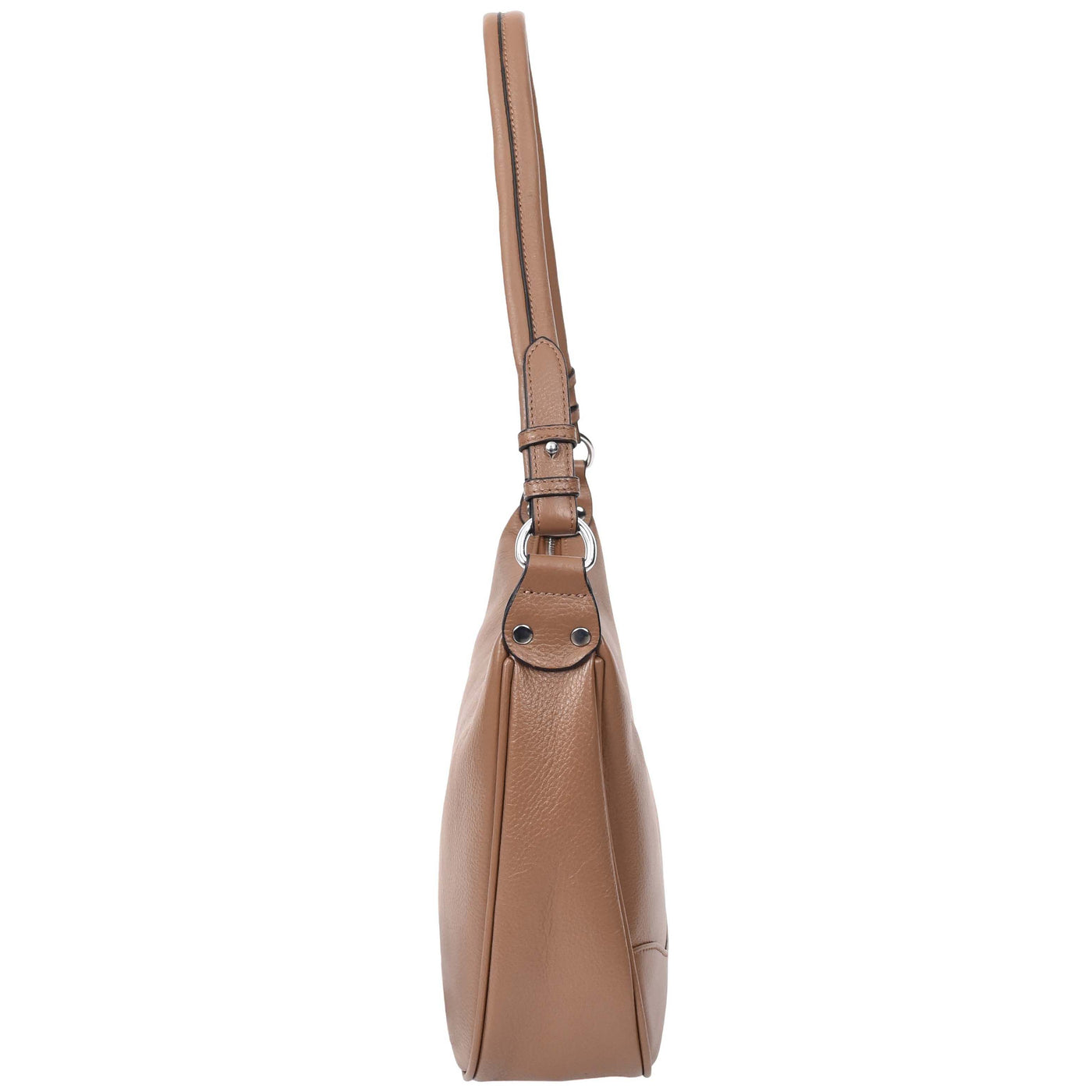 Women's Leather Hobo Style Shoulder Bag Daphne Brown ( Min Order From 10/Pcs )