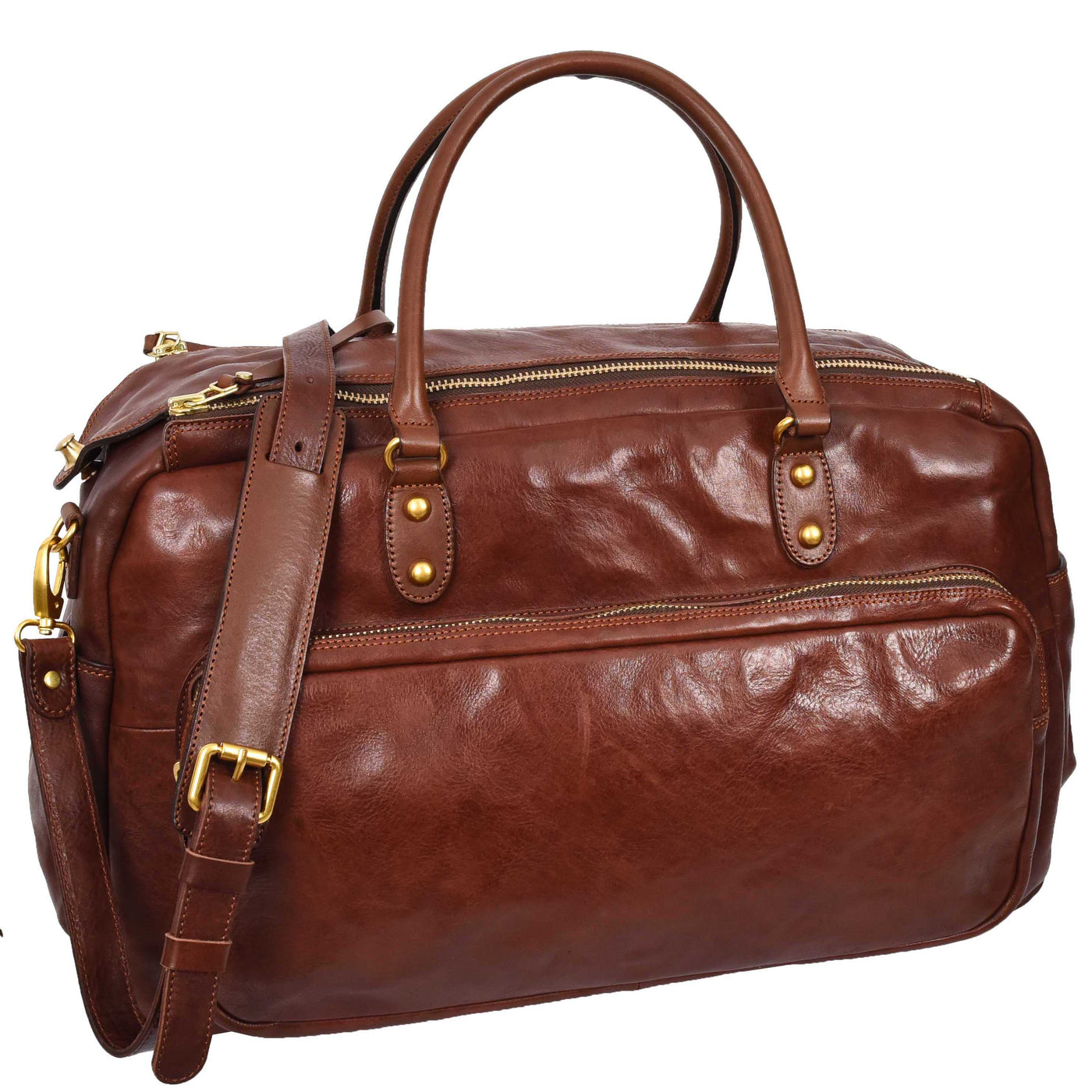 Genuine Leather Large Size Holdall Travel Duffle Bag  TALBOT Brown (Min Order From 10Pcs)