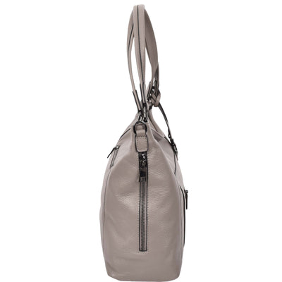 Women's Leather Tote Shoulder Handbag Evelyn Grey ( Min Order From 10/Pcs )