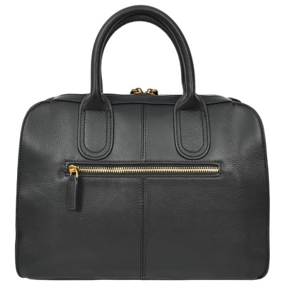 Women's Real Leather Handbag Classic Organiser Top-Handle Style Meadow Black (Min Order From 10Pcs)