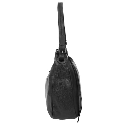Women's Real Leather Hobo Style Handbag Diana Black ( Min Order From 10/Pcs )