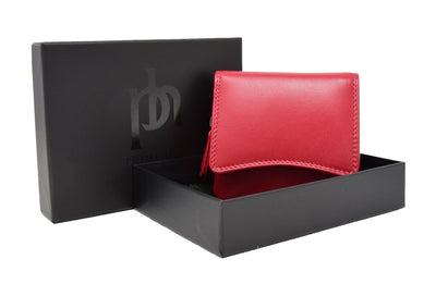Womens Small Trifold Leather Purse Carmel RED (Min Order From 20Pcs)