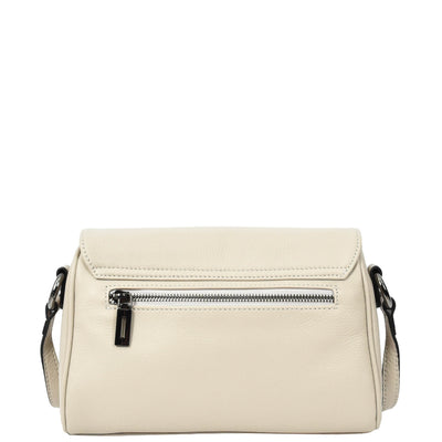 Womens Real Leather Cross Body Bag Small Organiser Classic Style Colette Beige (Min Order From 10Pcs)