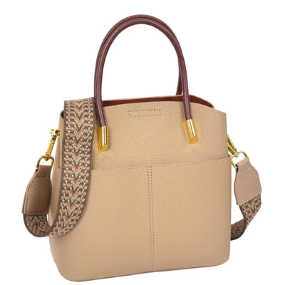 Women's Leather Top Handle Bag Ella Beige ( Min Order From 10/Pcs )