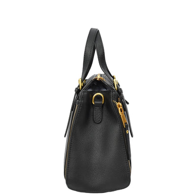 Womens Real Leather Handbag Small Size Top-Handle Style Juniper Black (Min Order From 10Pcs)