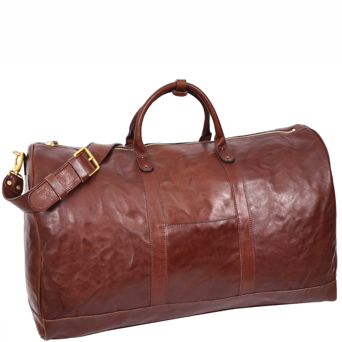 Travel Duffle Bag Genuine Vegetable Leather Large Holdall HOL712 Brown (Min Order From 10Pcs)
