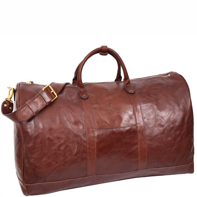Travel Duffle Bag Genuine Vegetable Leather Large Holdall HOL712 Brown (Min Order From 10Pcs)