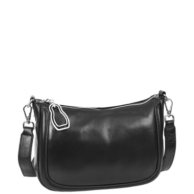 Women's Leather 2-in-1 Cross Body Handbag Aurora Black ( Min Order From 10/Pcs )