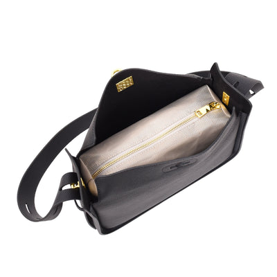 Women's Real Leather Classic Shoulder Bag Penelope Black ( Min Order From 10/Pcs )
