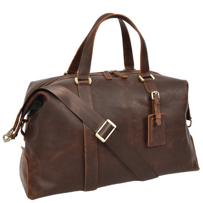 Leather Holdall Weekend Bag Aspen Brown ( Min Order From 10/Pcs )