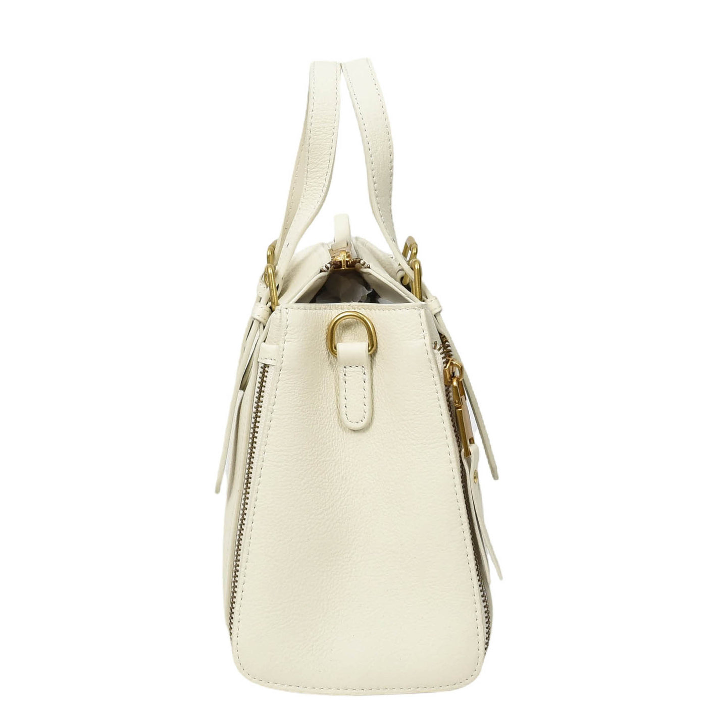 Womens Real Leather Handbag Small Size Top-Handle Style Juniper White (Min Order From 10Pcs)