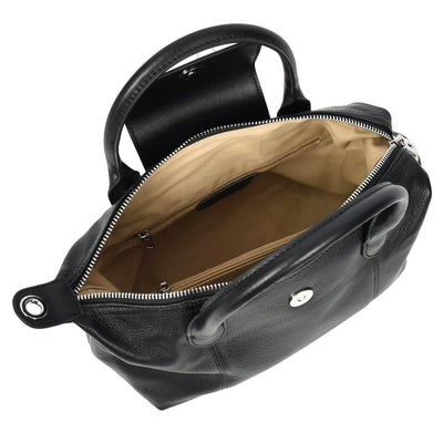 Womens Real Leather Handbag Small Top-Handle Tote Style Quinn Black (Min Order From 10Pcs)