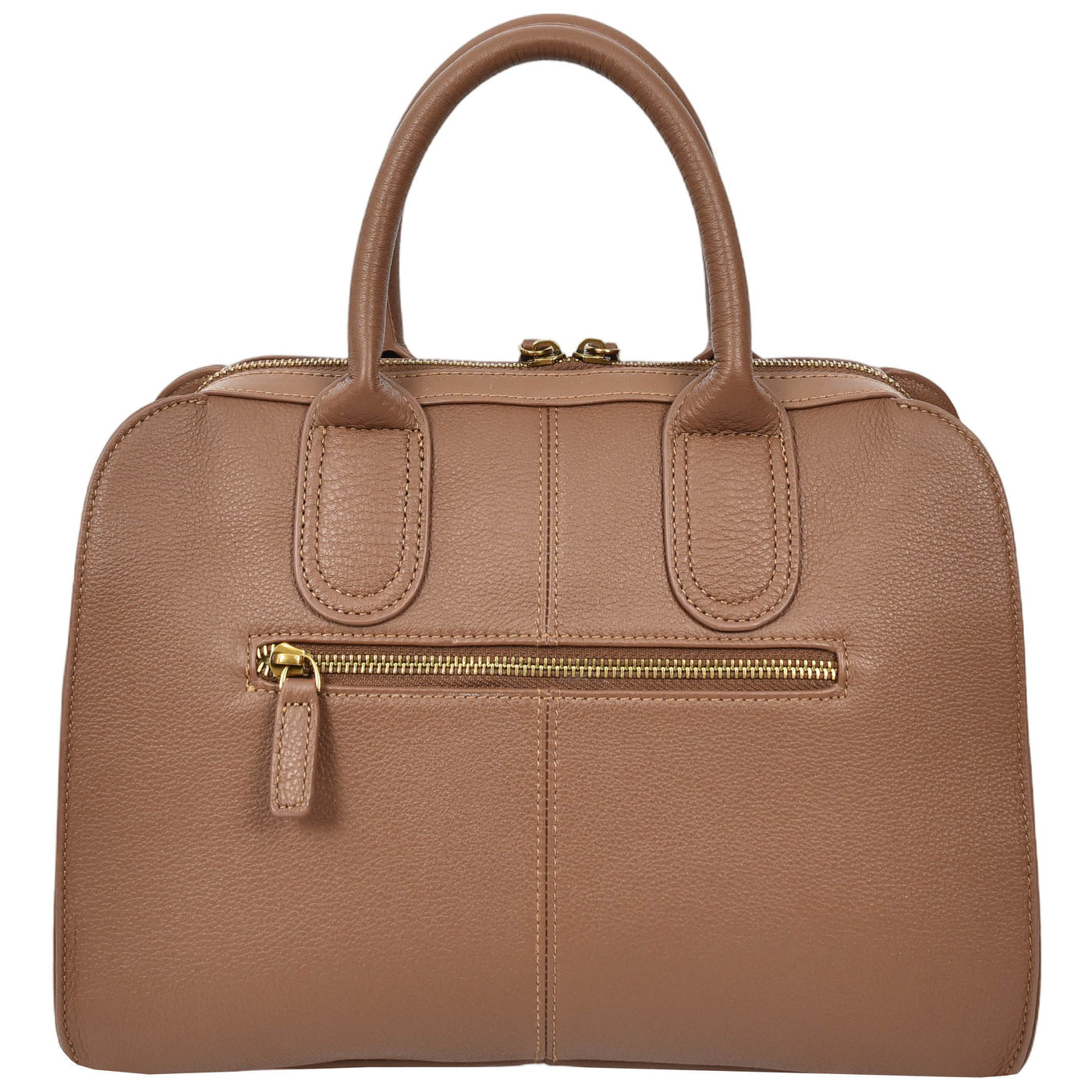 Women's Real Leather Handbag Classic Organiser Top-Handle Style Meadow Brown (Min Order From 10Pcs)