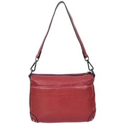 Women's Leather 2-in-1 Cross Body Shoulder Bag Olivia Red  ( Min Order From 10/Pcs )