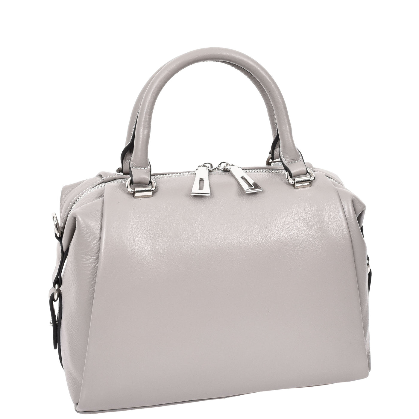 Women's Leather Small Barrel Shape Handbag Luna Gray ( Min Order From 10/Pcs )