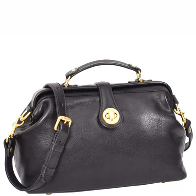Women's Real Leather Bag Doctor Handbag HOL848 Black (Min Order From 10/Pcs)