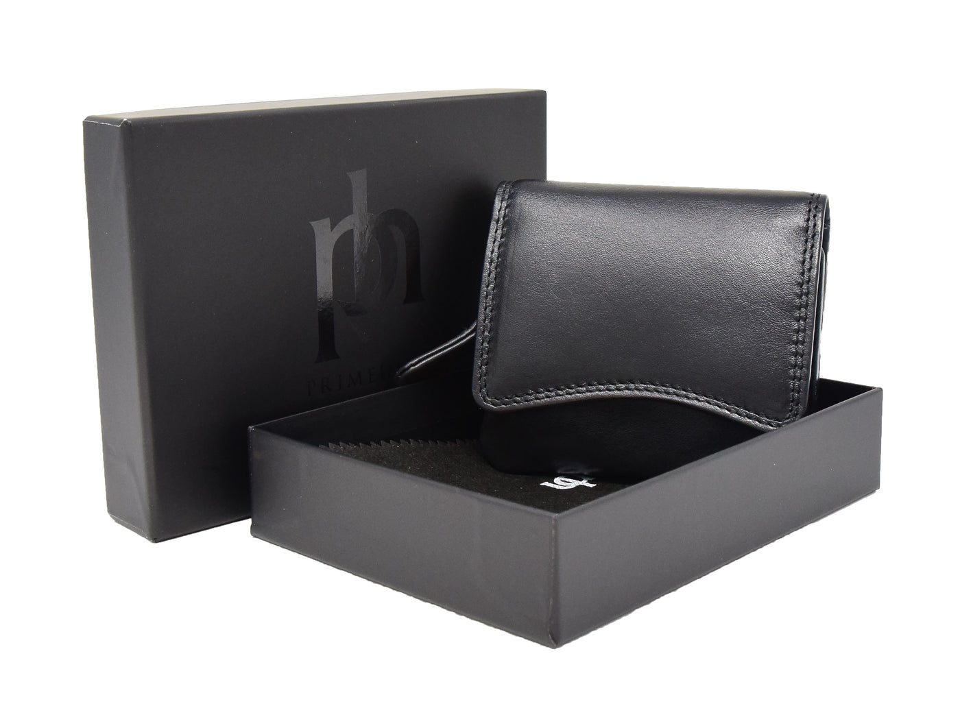 Womens Small Trifold Leather Purse Carmel Black (Min Order From 20Pcs)