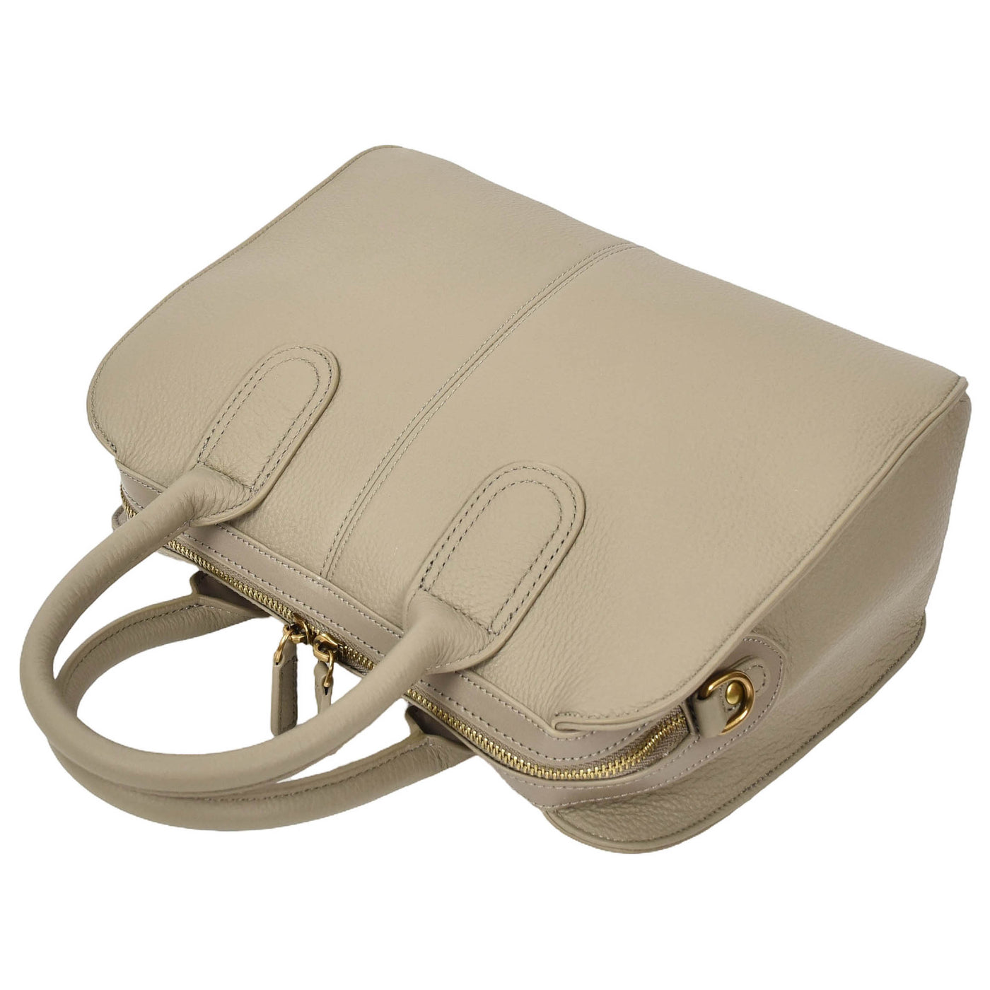 Women's Real Leather Handbag Classic Organiser Top-Handle Style Meadow Grey (Min Order From 10Pcs)