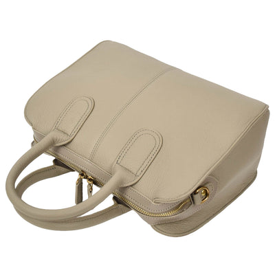 Women's Real Leather Handbag Classic Organiser Top-Handle Style Meadow Grey (Min Order From 10Pcs)