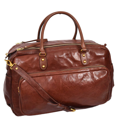 Genuine Leather Large Size Holdall Travel Duffle Bag  TALBOT Brown (Min Order From 10Pcs)
